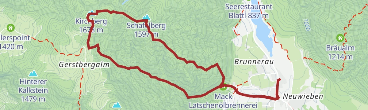 Route map: Kirchberg - Schafelberg